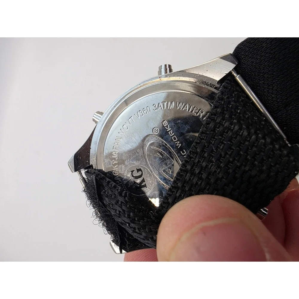 Athletic Works Mens Ana-Digi Watch‎ Black Nylon Strap 3ATM Water Resistant 3338